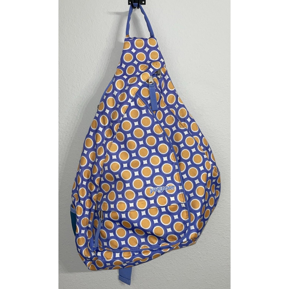 JanSport Sling Single Strap Backpack One Shoulder Bag Adjustable—Blue Yellow